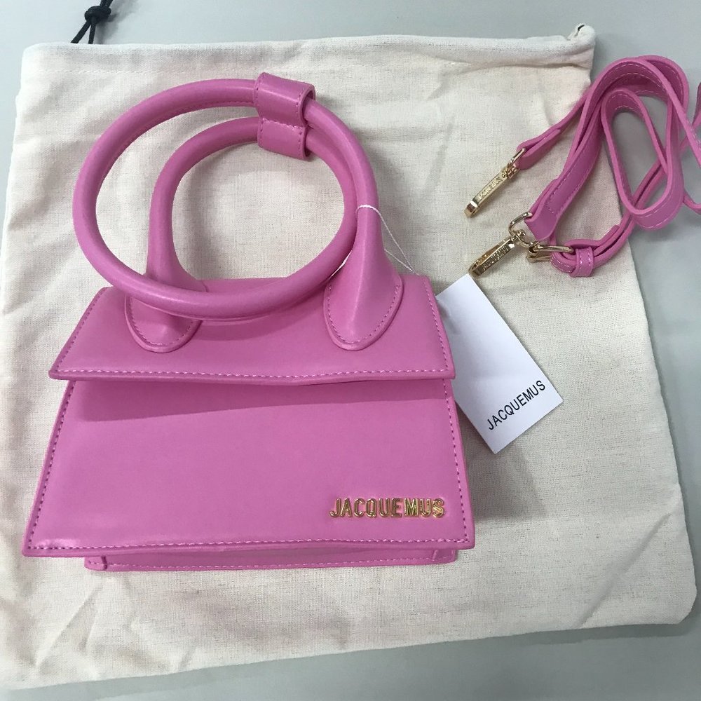 JACQUEMUS PINK Coiled  pink leather handbag